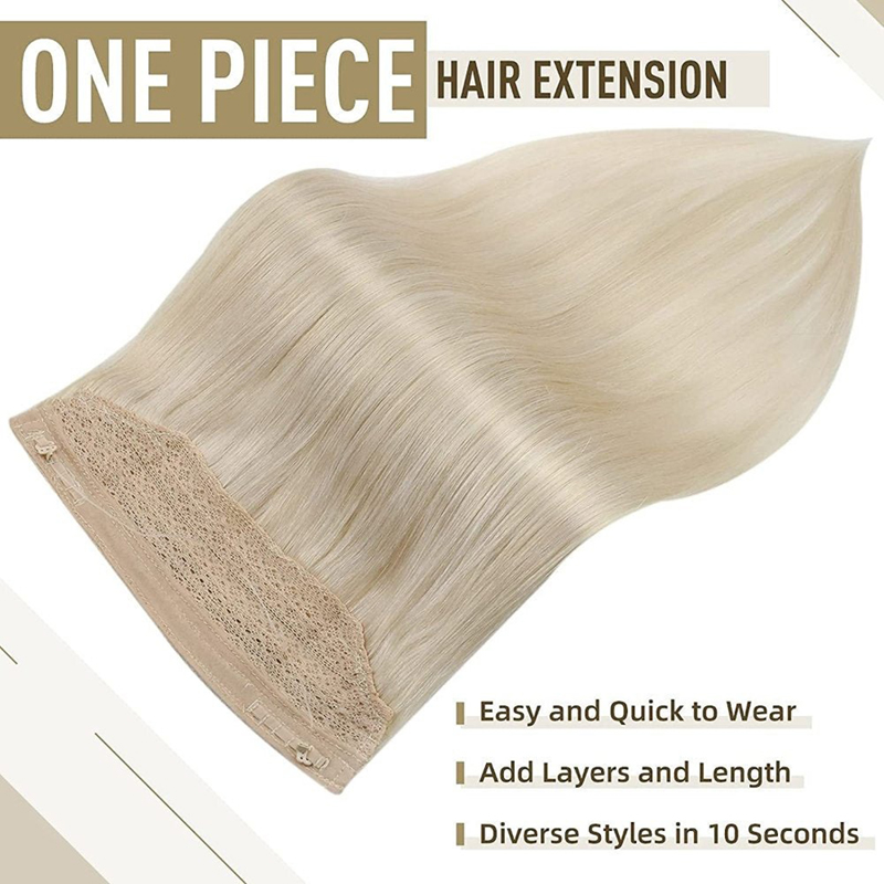 Estensioni Halo di capelli umani al 100% Biondo platino #60 Estensione in filo da 100 g