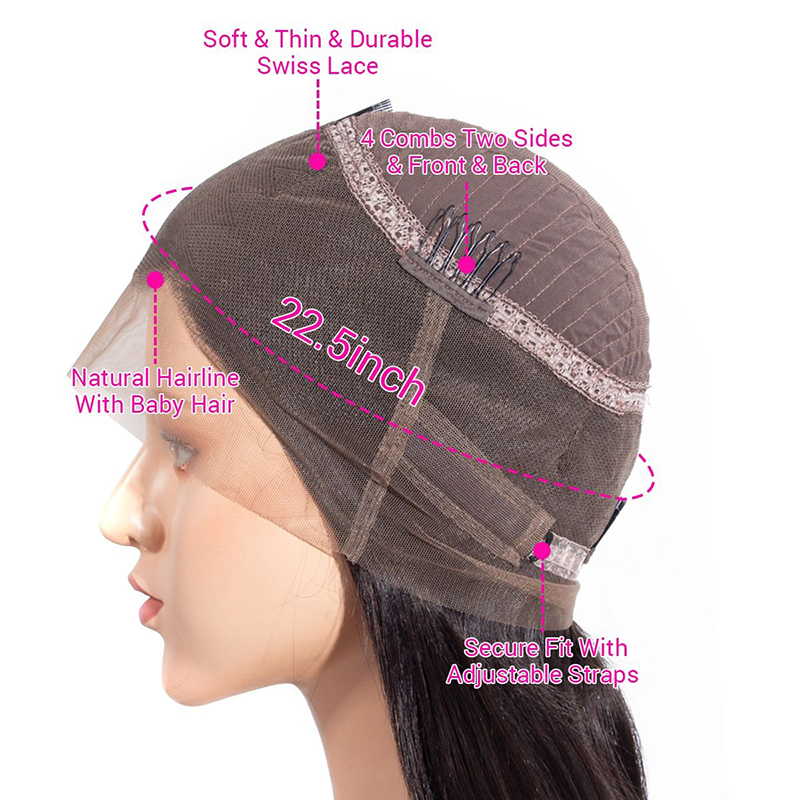 360 parrucche frontali in pizzo capelli umani con onda del corpo con densità dei capelli del bambino 180%.