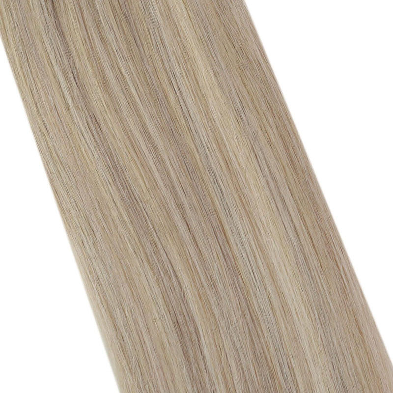 Clip senza cuciture in PU biondo cenere nelle estensioni dei capelli umani Remy (# P18 / 613)