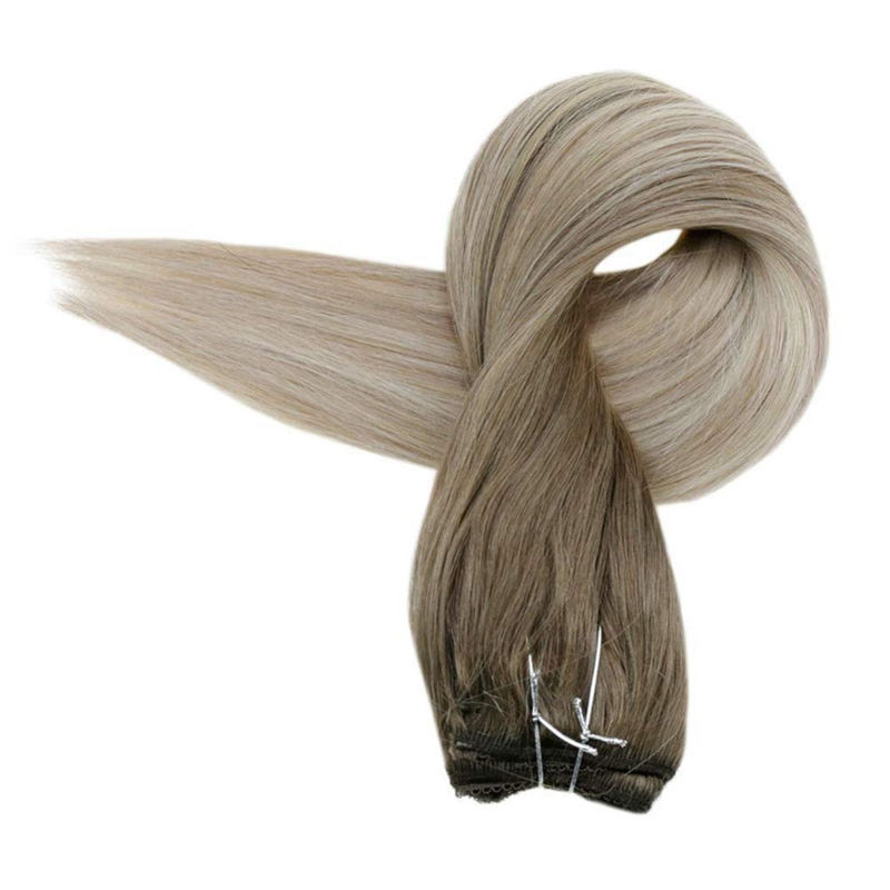 Balayage Halo Estensioni dei capelli Capelli umani Castani e biondi #8/60/18