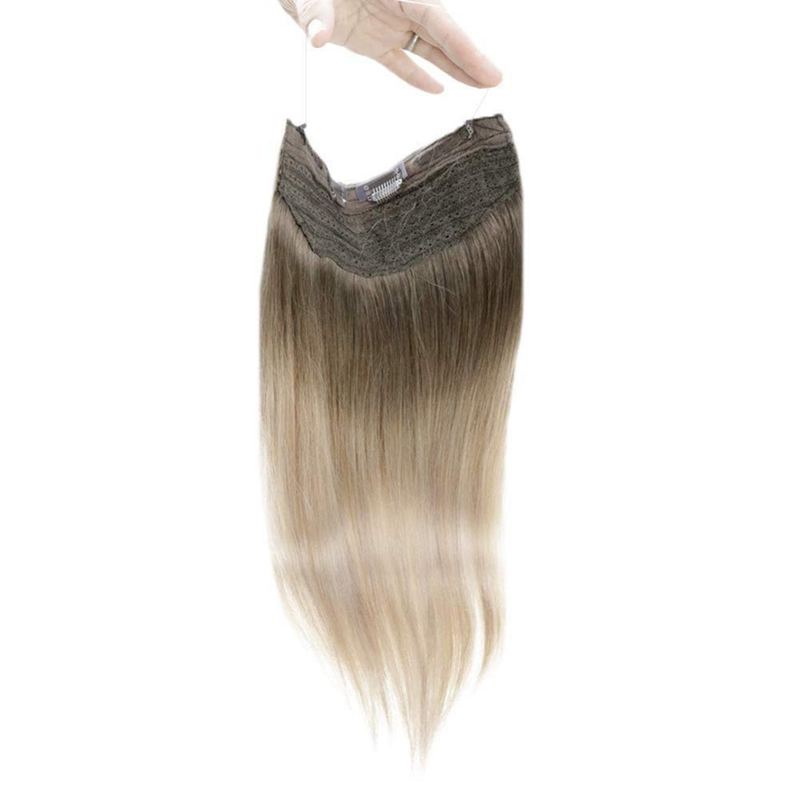 Balayage Halo Estensioni dei capelli Capelli umani Castani e biondi #8/60/18