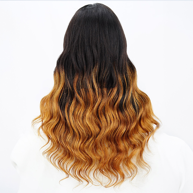 Parrucca frontale in pizzo nero e biondo miele con highlight 360 pre-pizzicata