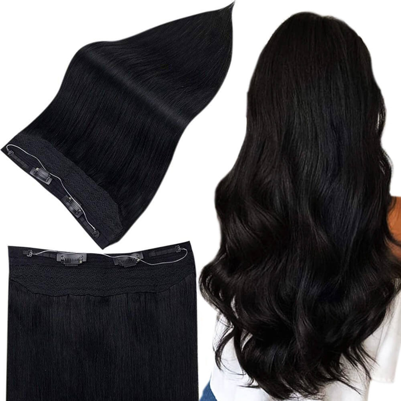 Extension per capelli umani Halo 100 g Jet Black #1 Estensioni invisibili per capelli Halo