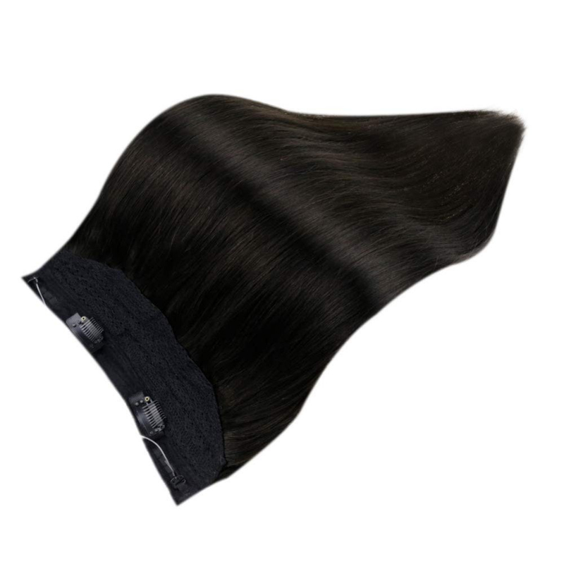 Estensione dei capelli umani Halo 100 g di sconto sulle estensioni invisibili dei capelli Halo nere n. 1B