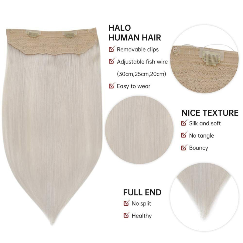 Estensioni dei capelli umani Halo Biondo ghiaccio n. 1000 Estensione invisibile dei capelli Halo