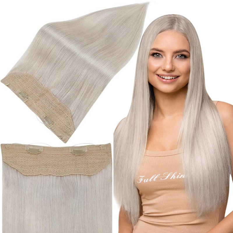 Estensioni dei capelli umani Halo Biondo ghiaccio n. 1000 Estensione invisibile dei capelli Halo
