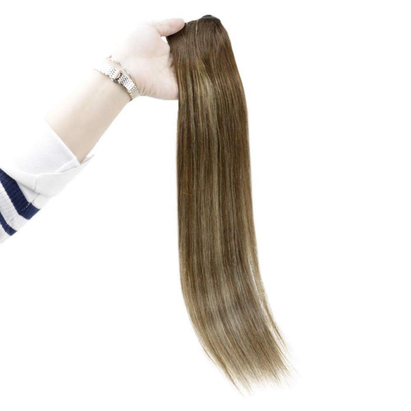 Evidenzia le estensioni dei capelli biondi Halo Estensioni del filo di pesce marrone n. 4/24/4