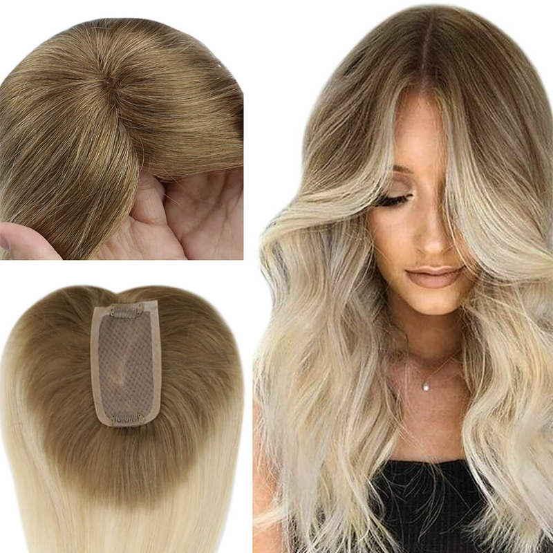 Toppers mono base per capelli umani 3x5 "parrucchino con base in pizzo per donne # 10/613