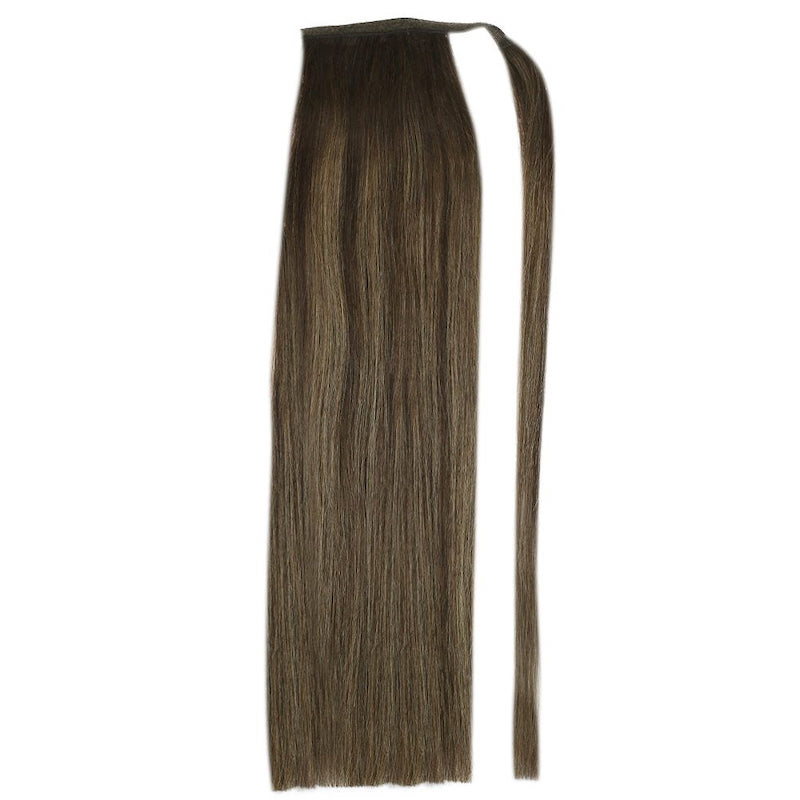 Estensioni della coda di cavallo dei capelli umani Balayage Highlights # 2/8/2 100G dritto