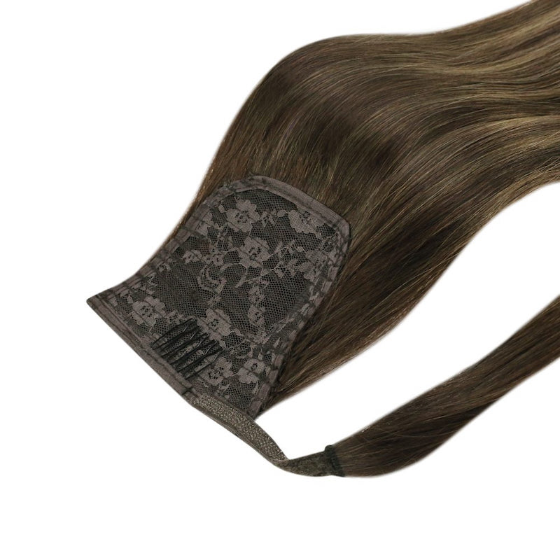 Estensioni della coda di cavallo dei capelli umani Balayage Highlights # 2/8/2 100G dritto