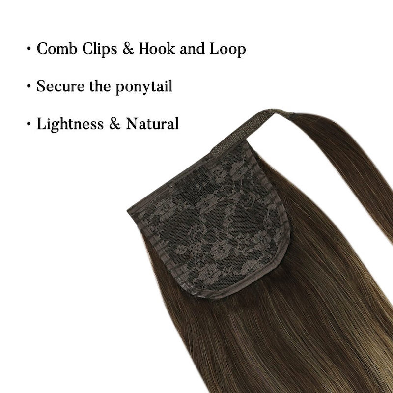 Estensioni della coda di cavallo dei capelli umani Balayage Highlights # 2/8/2 100G dritto