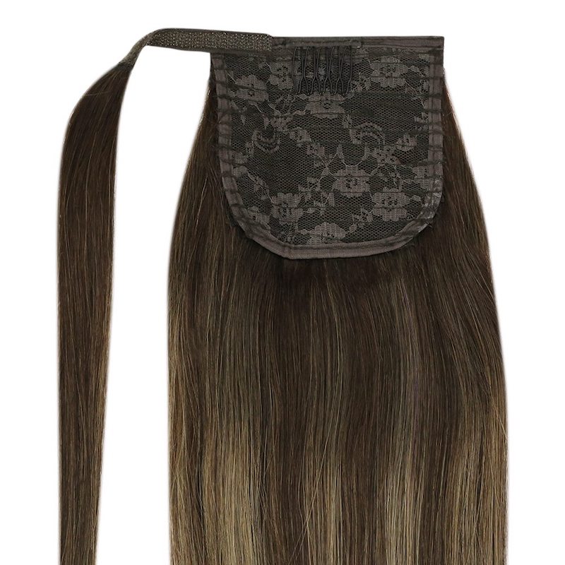 Estensioni della coda di cavallo dei capelli umani Balayage Highlights # 2/8/2 100G dritto