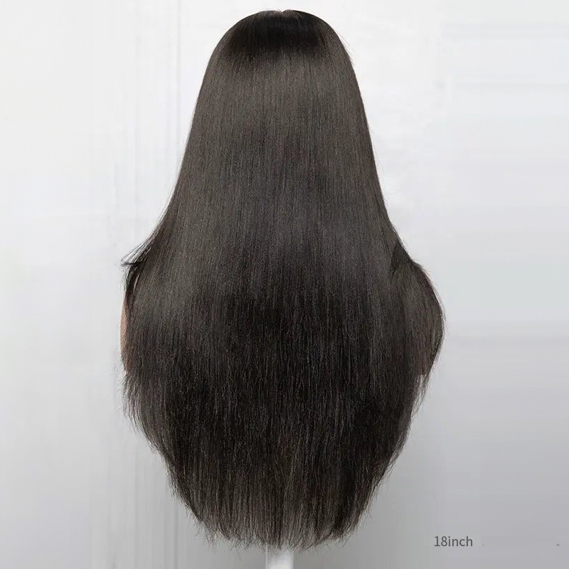 Parrucca in pizzo Clueless con parte centrale dritta a strati, taglio Yaki, 100% capelli umani