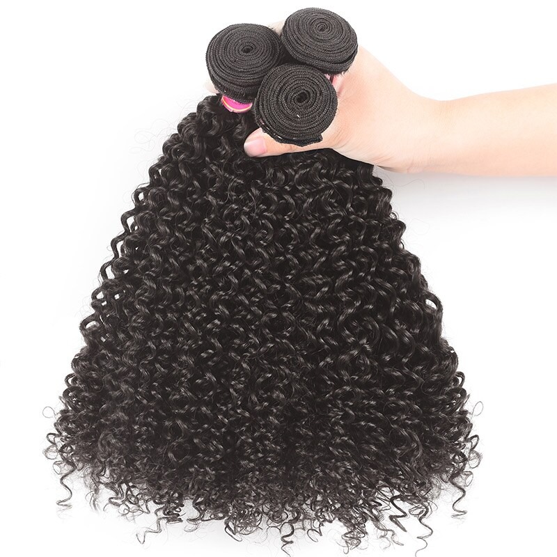 Tessuto per capelli ricci crespi 3 pacchi Estensioni di trama di capelli umani