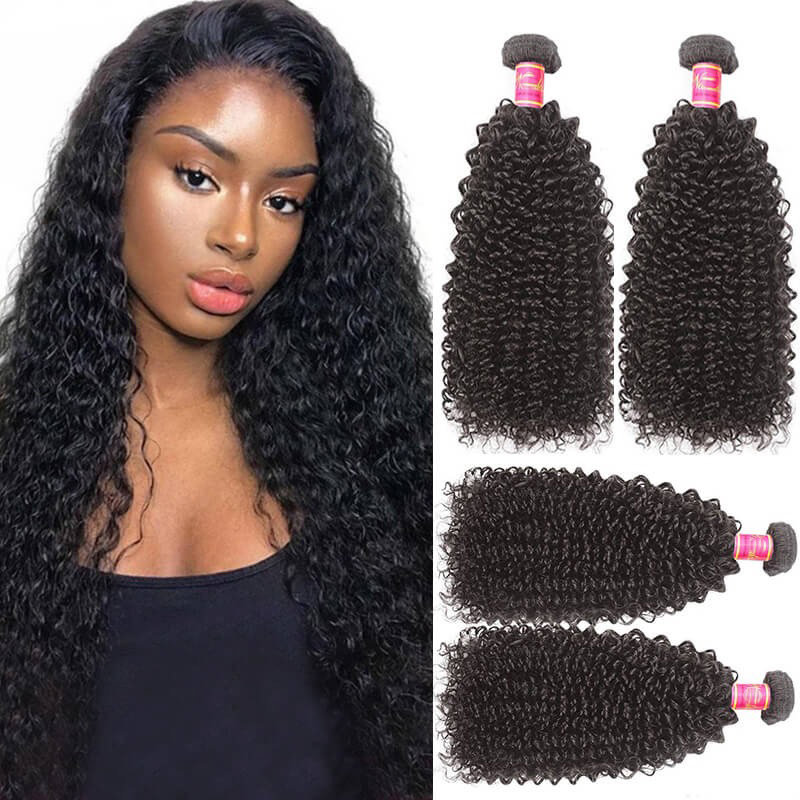 Tessuto per capelli ricci crespi 3 pacchi Estensioni di trama di capelli umani