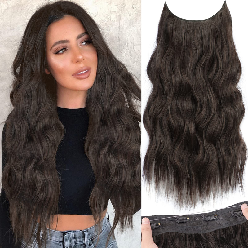 Extension Halo per capelli umani n. 4 castano scuro Estensioni invisibili per capelli Halo da 100 g