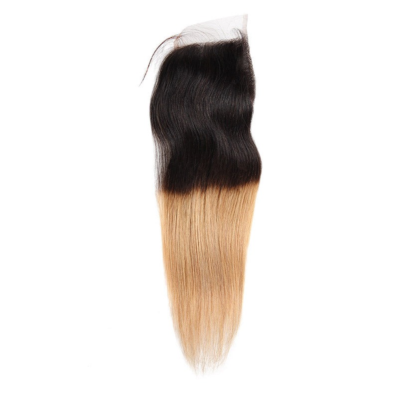 Ombre T1B/27 Capelli umani vergini al 100% 3 pacchi con chiusura in pizzo 4x4