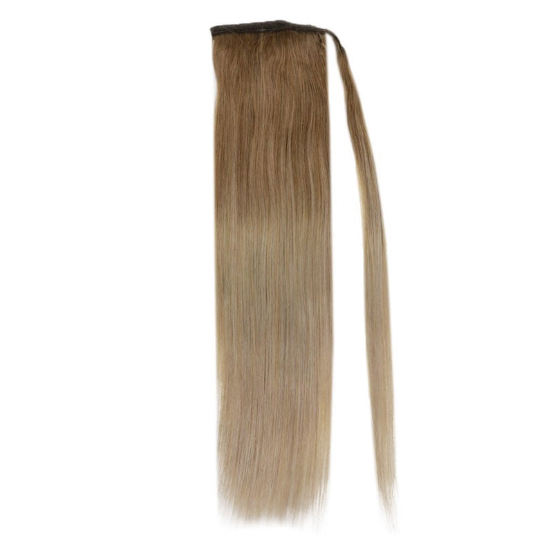 Extension coda di cavallo Balayage capelli umani castani n. 10/14 100G clip dritta