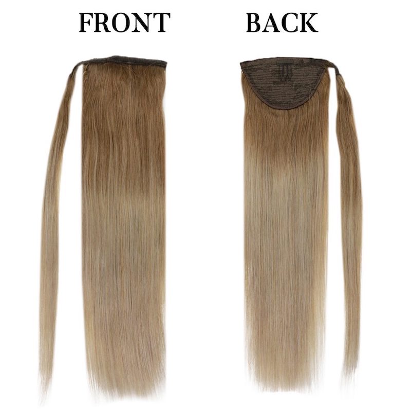 Extension coda di cavallo Balayage capelli umani castani n. 10/14 100G clip dritta