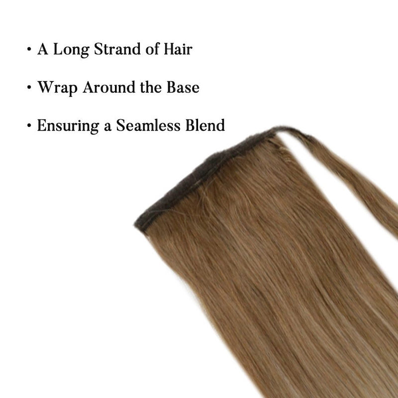 Extension coda di cavallo Balayage capelli umani castani n. 10/14 100G clip dritta