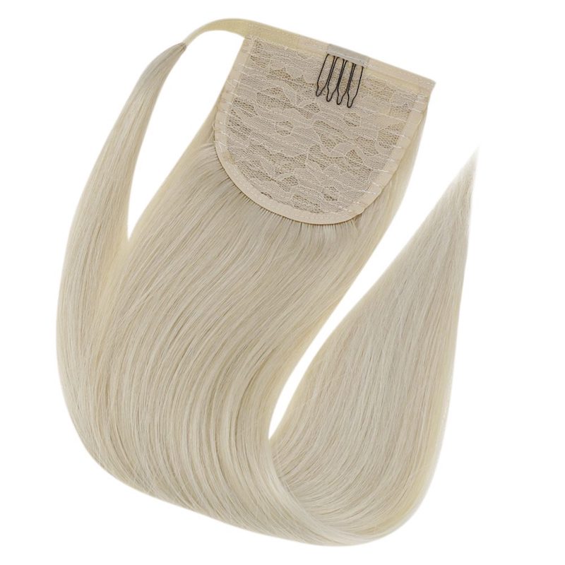 Extension coda di cavallo Capelli umani Biondo platino #60 100G Clip in extension