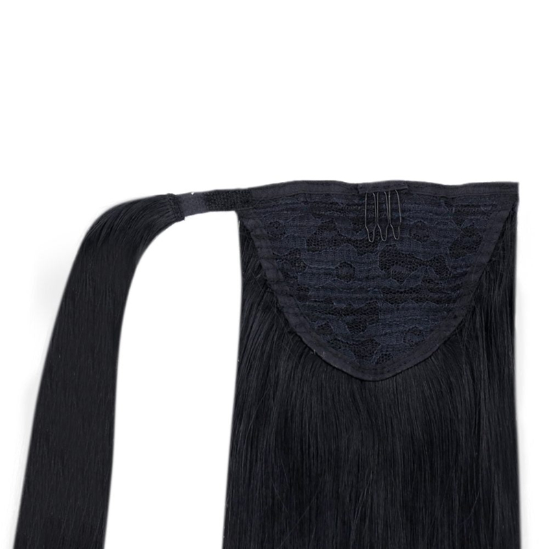 Extension coda di cavallo Clip avvolgente per capelli umani in coda di cavallo 100 g #1 Jet Black