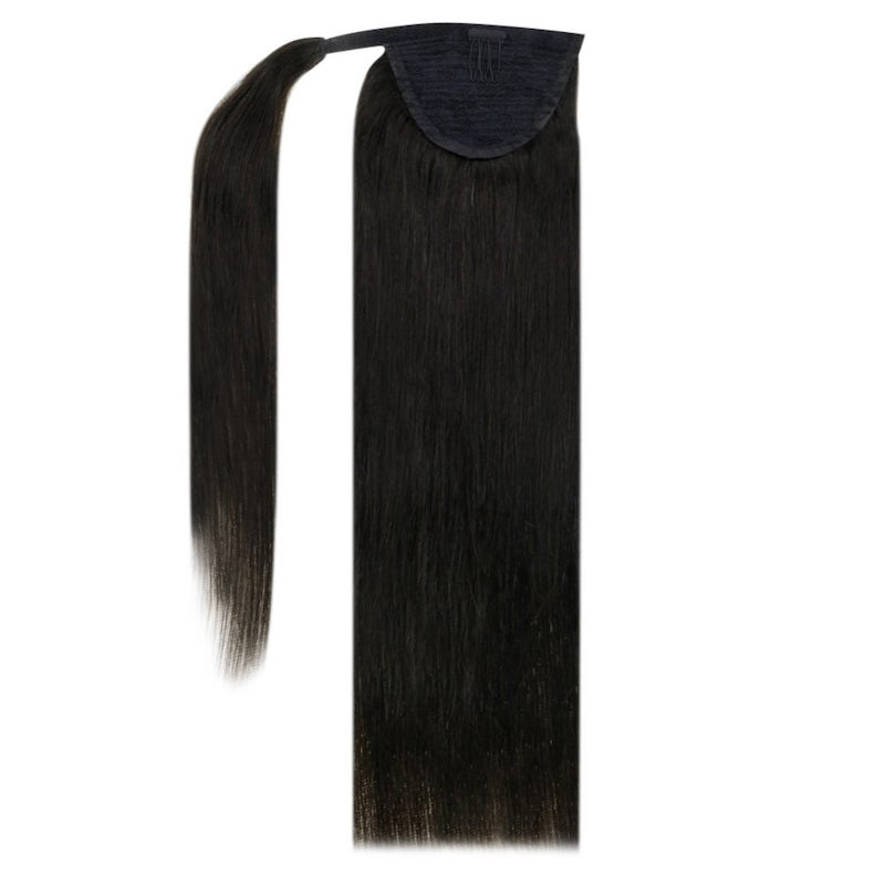 Clip per capelli umani coda di cavallo in pezzo di estensione coda di cavallo n. 1B Nero naturale
