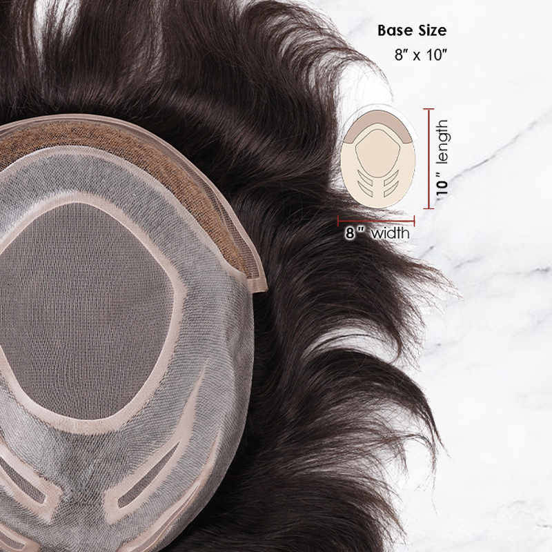 Premium Hair Toupee Fine Mono con Lace Front e Skin Men's Hair System