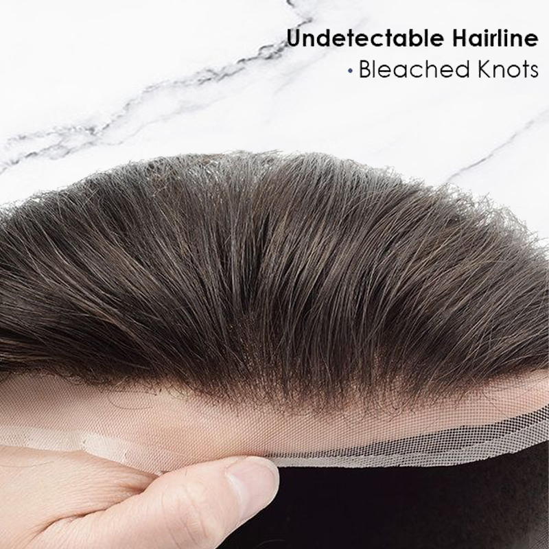 Premium Hair Toupee Fine Mono con Lace Front e Skin Men's Hair System