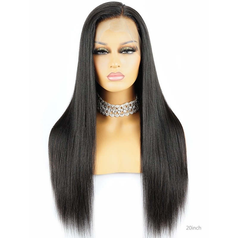 Relaxed 360 Lace Wig Light Yaki Straight Pre-Plucked Hairline Human Hair