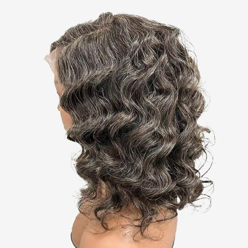 Parrucche per capelli umani sale e pepe Parrucche corte in pizzo senza colla