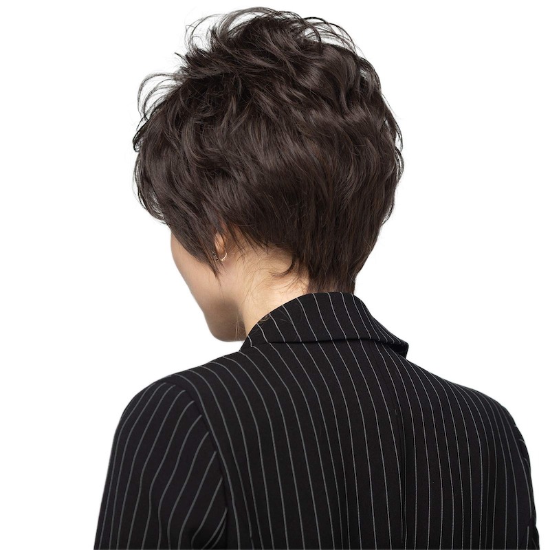 Parrucche sintetiche corte marrone scuro per donna e parrucca Lady Pixie Cut Daily