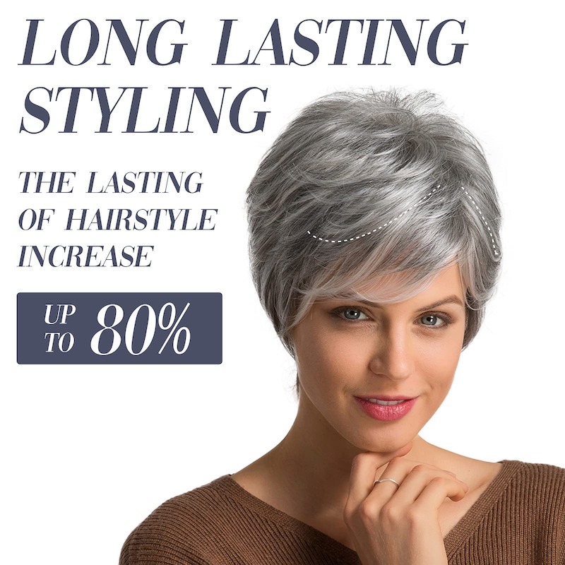 Parrucche sintetiche corte grigie per capelli da donna Parrucche quotidiane con taglio pixie naturale