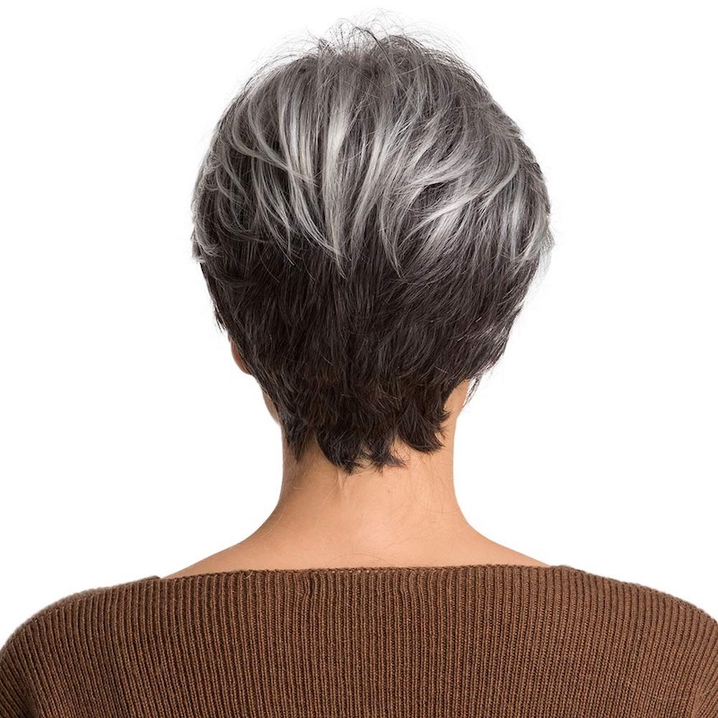 Parrucche sintetiche corte sale e pepe grigio Parrucca quotidiana taglio pixie