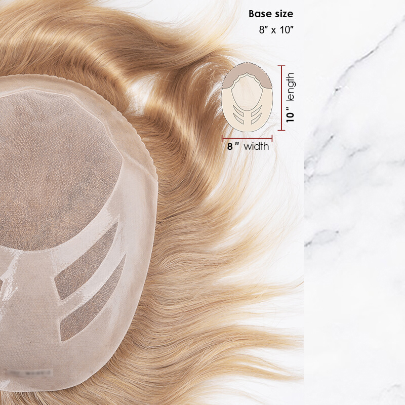 Stock Toupee Hair Piece Fine Mono con perimetro in PU e design tagliato sul retro