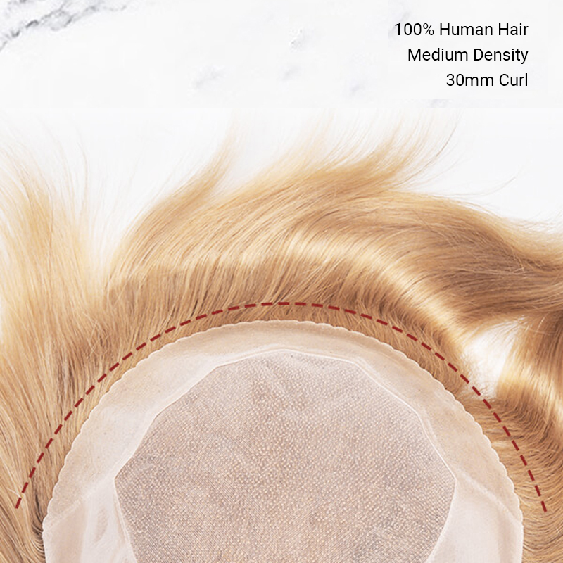 Stock Toupee Hair Piece Fine Mono con perimetro in PU e design tagliato sul retro