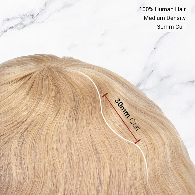 Stock Toupee Hair Piece Fine Mono con perimetro in PU e design tagliato sul retro