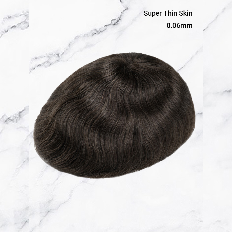 Super Thin Skin V-loop da 0,06 mm Sistemi per capelli Stock Pezzi per capelli da uomo