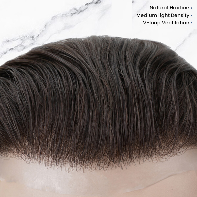 Super Thin Skin V-loop da 0,06 mm Sistemi per capelli Stock Pezzi per capelli da uomo