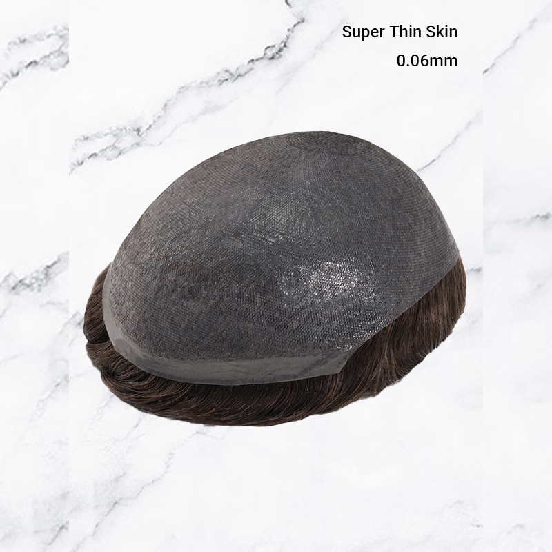 Super Thin Skin V-looped 0.06mm Hair Systems Stock Mens Hair Pieces