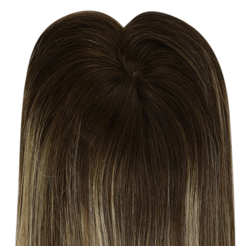 Topper per capelli vergini Parrucchino con base in pizzo da 3x5 pollici per donne Balayage # 4/27/4
