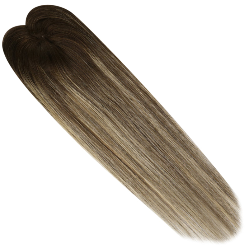 Topper per capelli vergini Parrucchino con base in pizzo da 3x5 pollici per donne Balayage # 4/27/4